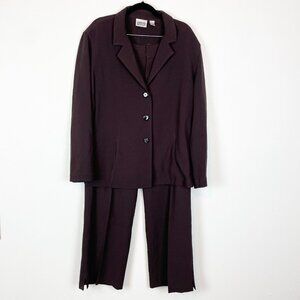 Chico's Suit Pants‎ 12 Blazer 16 Brown Textured Oversized Career Pant suit Set